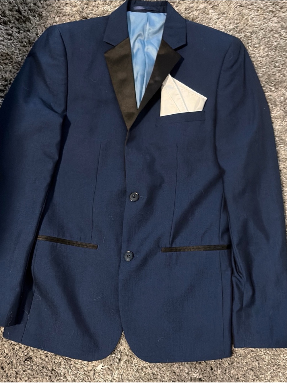 Navy Men's Tuxedo Blazer with Black Satin Lapels